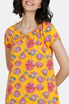 Zivame Blotched Bloom Woven Full Length Nightdress - Solar Power — thumbnail 5
